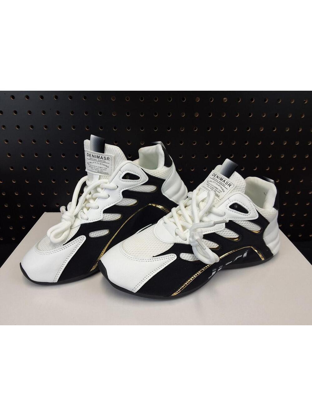 Jishi Stylish Black & White Athletic Sneakers - EU Size 41